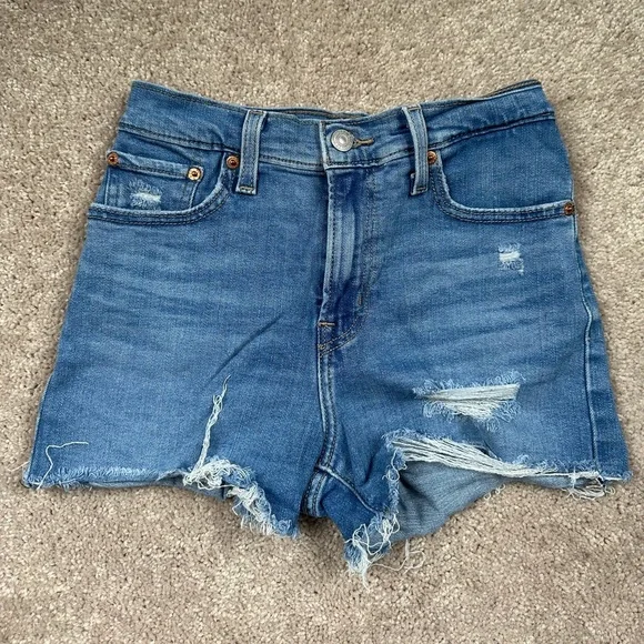Levi’s High Rise Blue Distressed Jean Shorts for Women - Picture 1 of 3